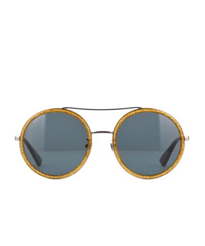 Gucci GG0061S 004 Ruthenium Blue Round Sunglasses