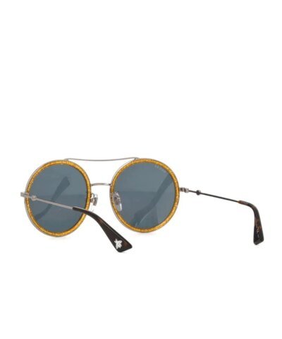 Gucci GG0061S 004 Ruthenium Blue Round Sunglasses
