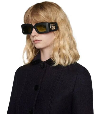 Gucci GG0816S 001 Quilted Leather Flat Top Sunglasses