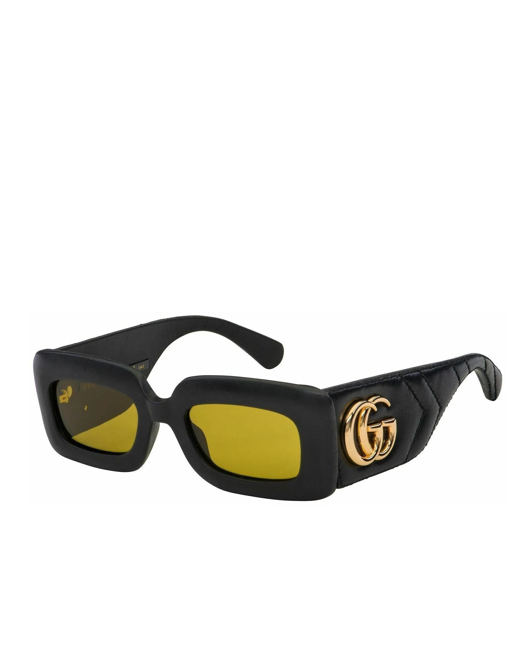 Gucci GG0816S 001 Quilted Leather Flat Top Sunglasses