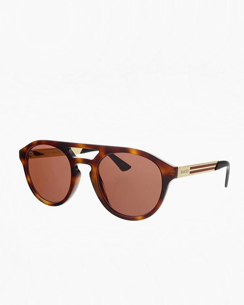 Gucci GG0689S 003 Brown Aviator Sunglasses