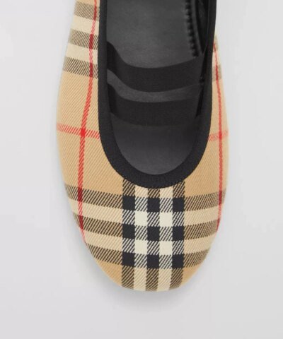 Burberry Logo Detail Vintage Check Cotton Ballerinas