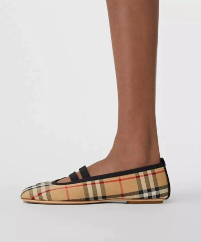 Burberry Logo Detail Vintage Check Cotton Ballerinas