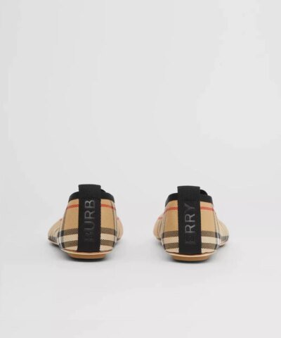 Burberry Logo Detail Vintage Check Cotton Ballerinas