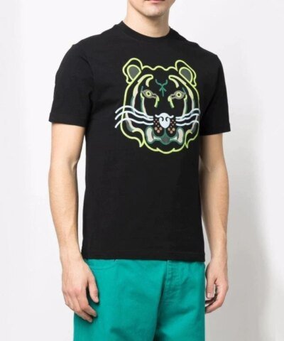 Kenzo Black Graphic-Tiger Head Print T-Shirt