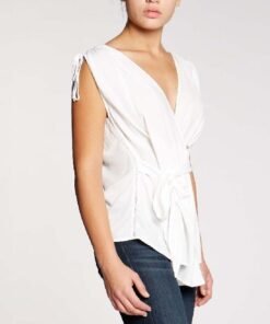 Bobeau Women's Priya Wrap Blouse with Tie Waist