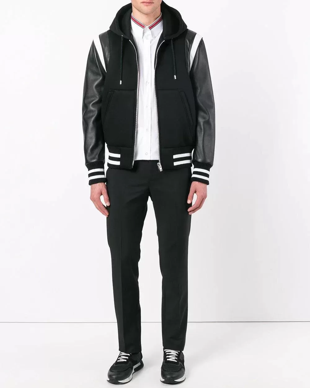 Givenchy Men's Black Hooded Varsity Jacket