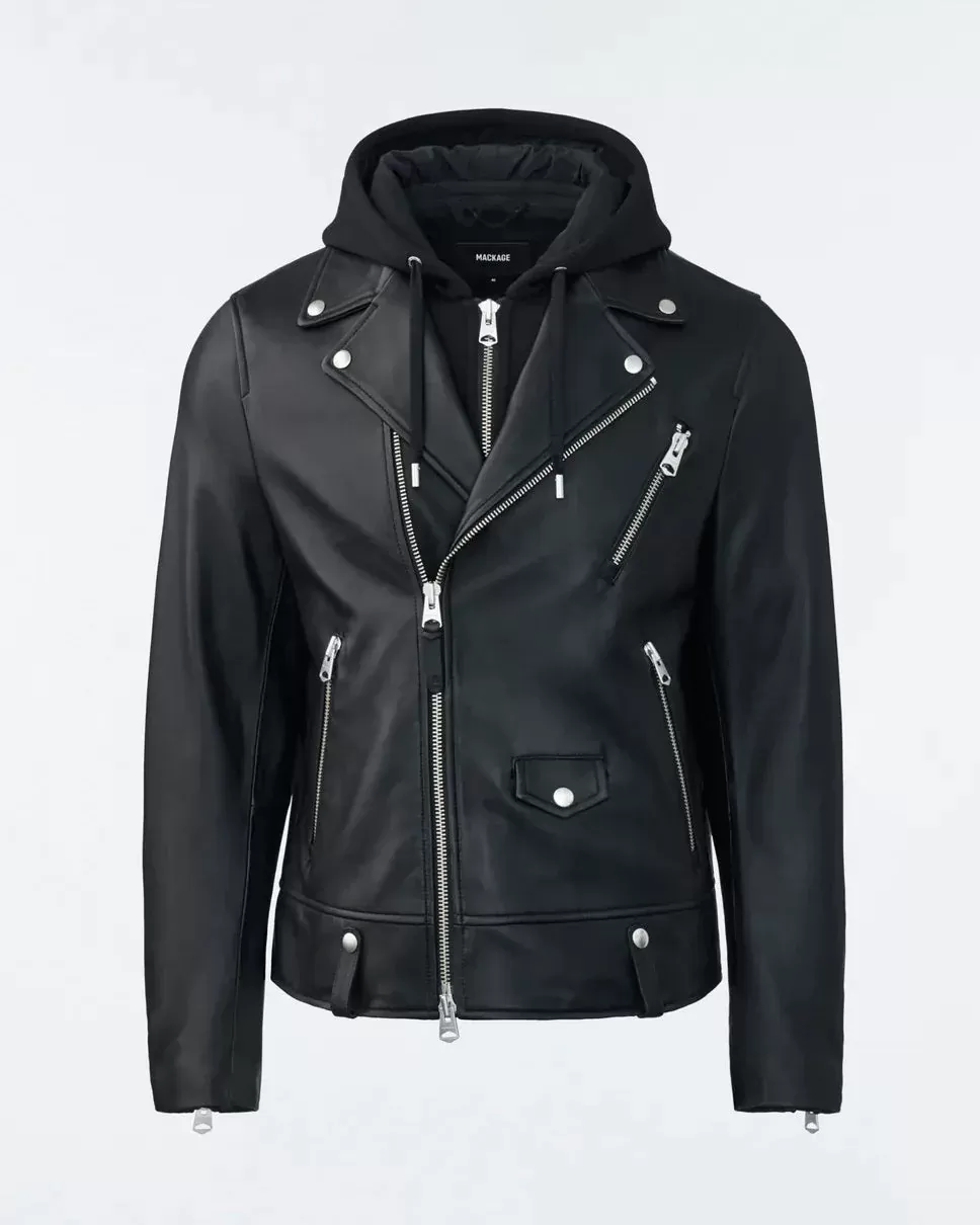 Mackage Men's Magnus 2 in 1 R Leather Biker Jacket