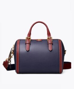 Tory Burch T Monogram Leather Barrel, Royal Navy / Juneberry