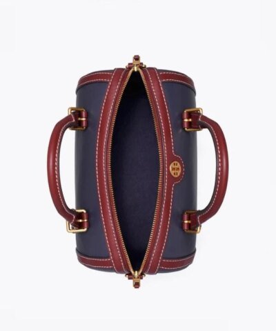 Tory Burch T Monogram Leather Barrel, Royal Navy / Juneberry