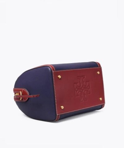 Tory Burch T Monogram Leather Barrel, Royal Navy / Juneberry