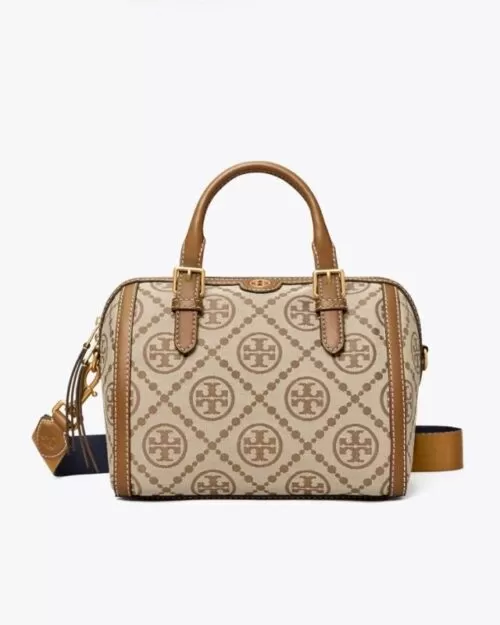 Tory Burch T Monogram Jacquard Barrel, Hazelnut