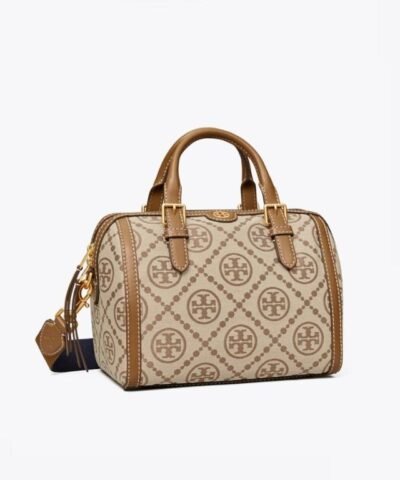 Tory Burch T Monogram Jacquard Barrel, Hazelnut