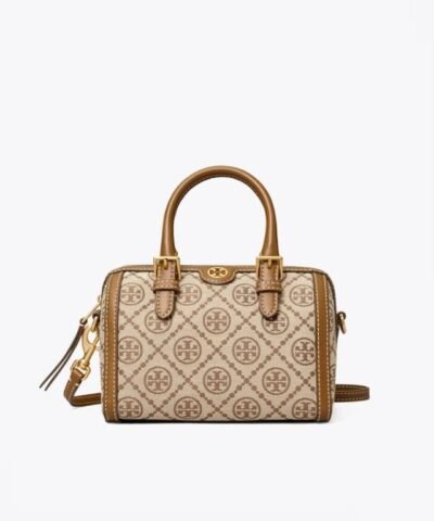Tory Burch T Monogram Jacquard Mini Barrel, Hazelnut