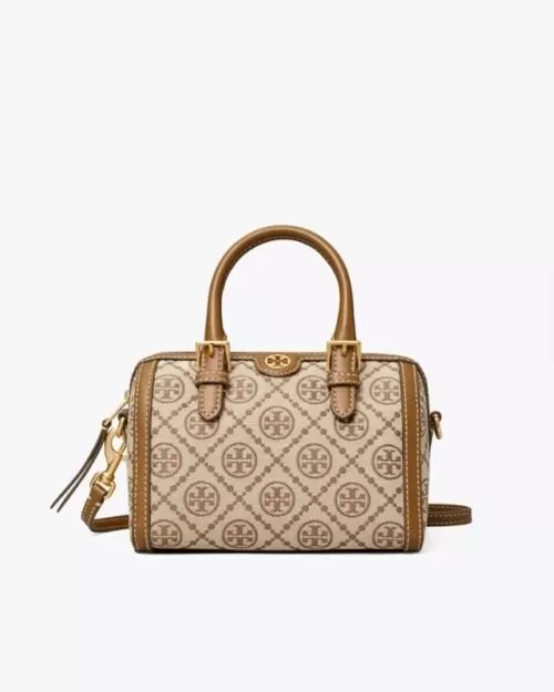 Tory Burch T Monogram Jacquard Mini Barrel, Hazelnut