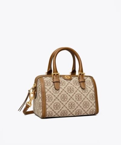 Tory Burch T Monogram Jacquard Mini Barrel, Hazelnut