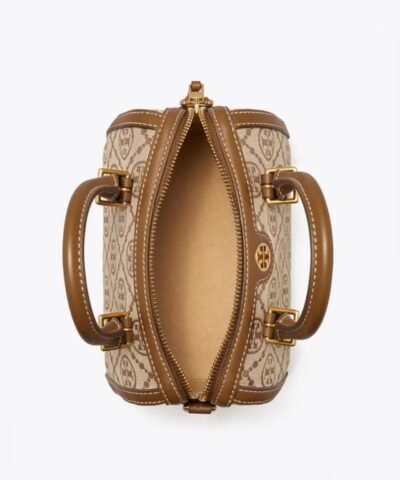Tory Burch T Monogram Jacquard Mini Barrel, Hazelnut