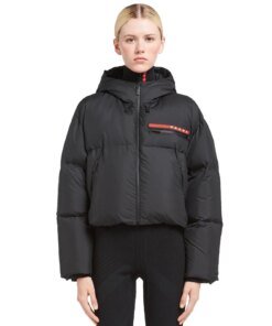 Prada Technical Nylon Puffer Jacket, Black