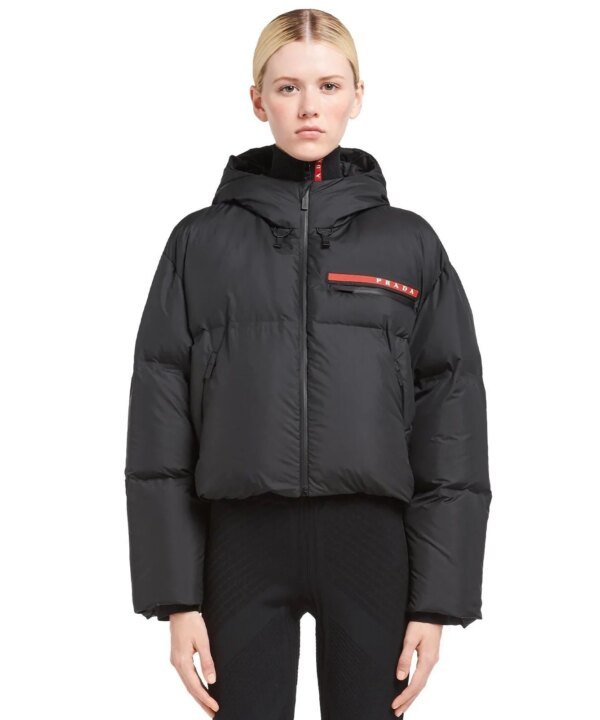 Prada Technical Nylon Puffer Jacket, Black
