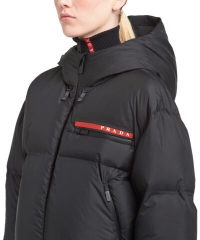 Prada Technical Nylon Puffer Jacket, Black