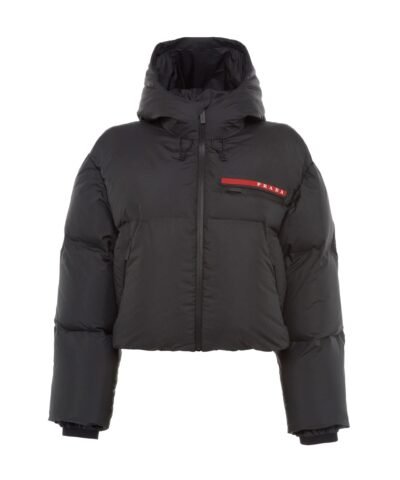 Prada Technical Nylon Puffer Jacket, Black