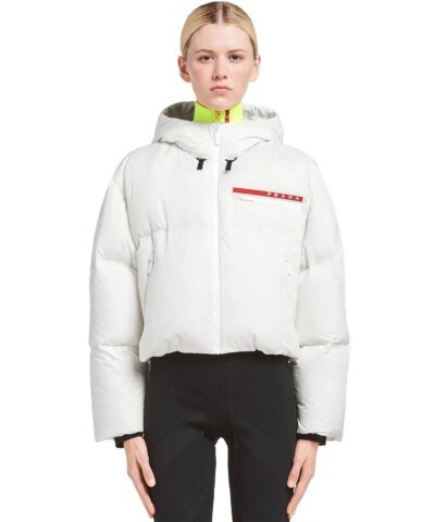 Prada Technical Nylon Puffer Jacket, White