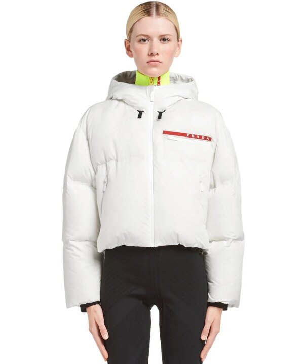 Prada Technical Nylon Puffer Jacket, White