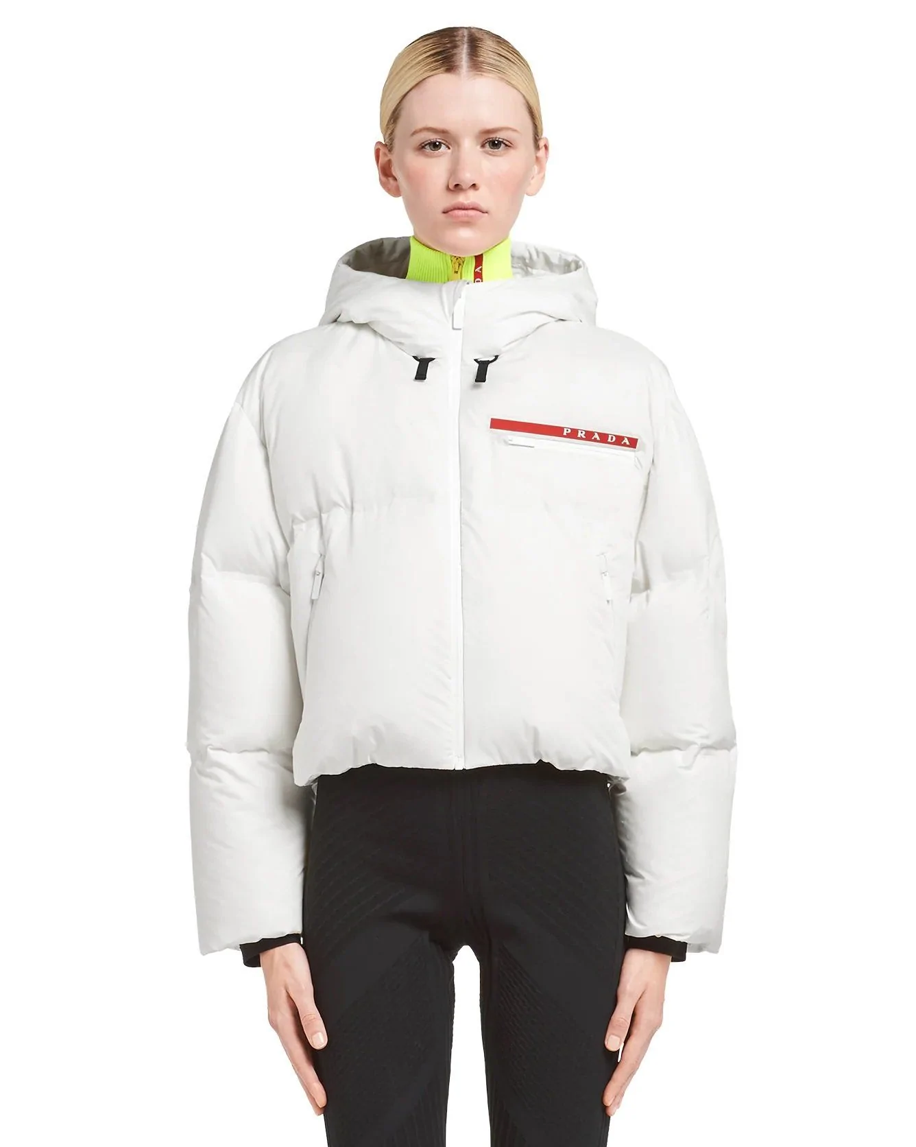 Prada Technical Nylon Puffer Jacket, White