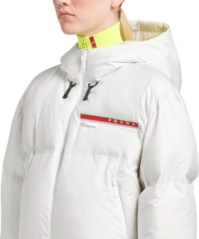 Prada Technical Nylon Puffer Jacket, White