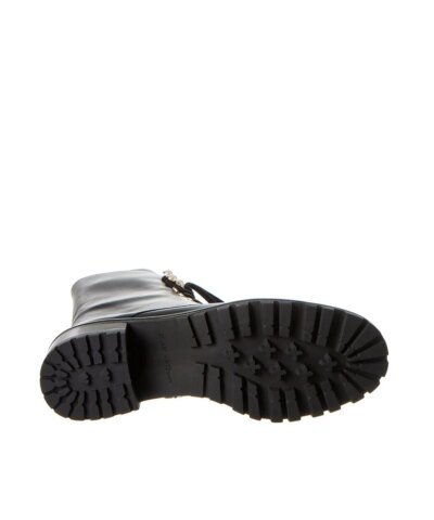 Stuart Weitzman Laine Pearl Leather Combat Boot In Black