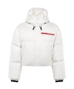 Prada Technical Nylon Puffer Jacket, White