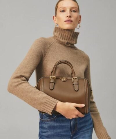 Tory Burch T Monogram Leather Barrel, Moose