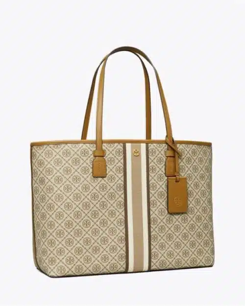 Tory Burch T Monogram Coated Canvas Tote Bag