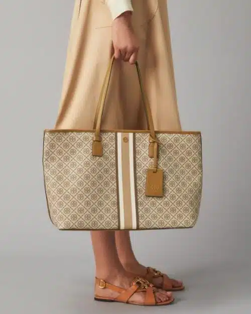 Tory Burch T Monogram Coated Canvas Tote Bag