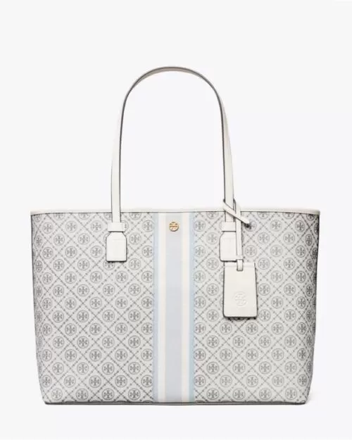 Tory Burch T Monogram Coated Canvas Tote Bag