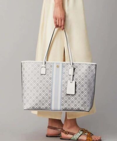 Tory Burch T Monogram Coated Canvas Tote Bag