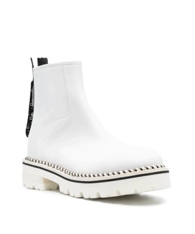 AGL White Contrast-Stitch Boots