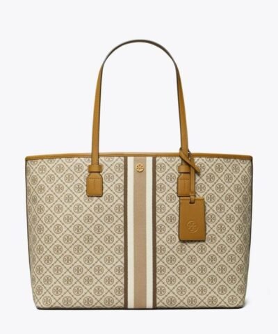 Tory Burch T Monogram Coated Canvas Tote Bag