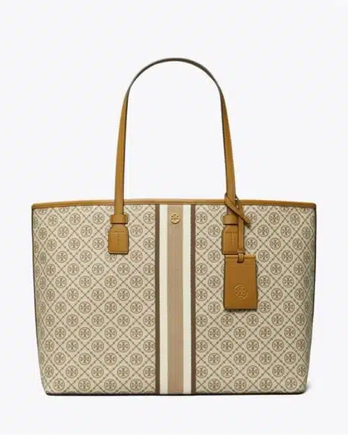 Tory Burch T Monogram Coated Canvas Tote Bag