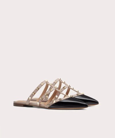 Valentino Garavani Rockstud Patent-Leather Mule