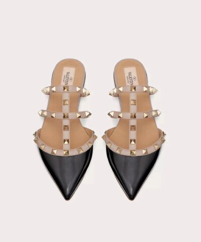 Valentino Garavani Rockstud Patent-Leather Mule