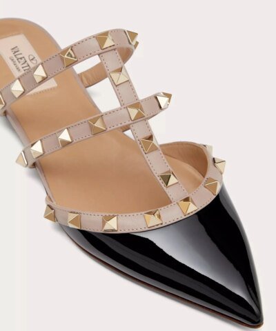 Valentino Garavani Rockstud Patent-Leather Mule