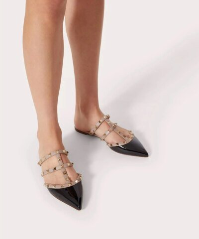 Valentino Garavani Rockstud Patent-Leather Mule