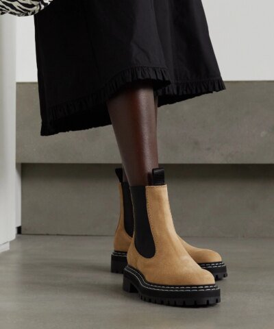 Proenza Schouler Suede Lug Sole Chelsea Boots