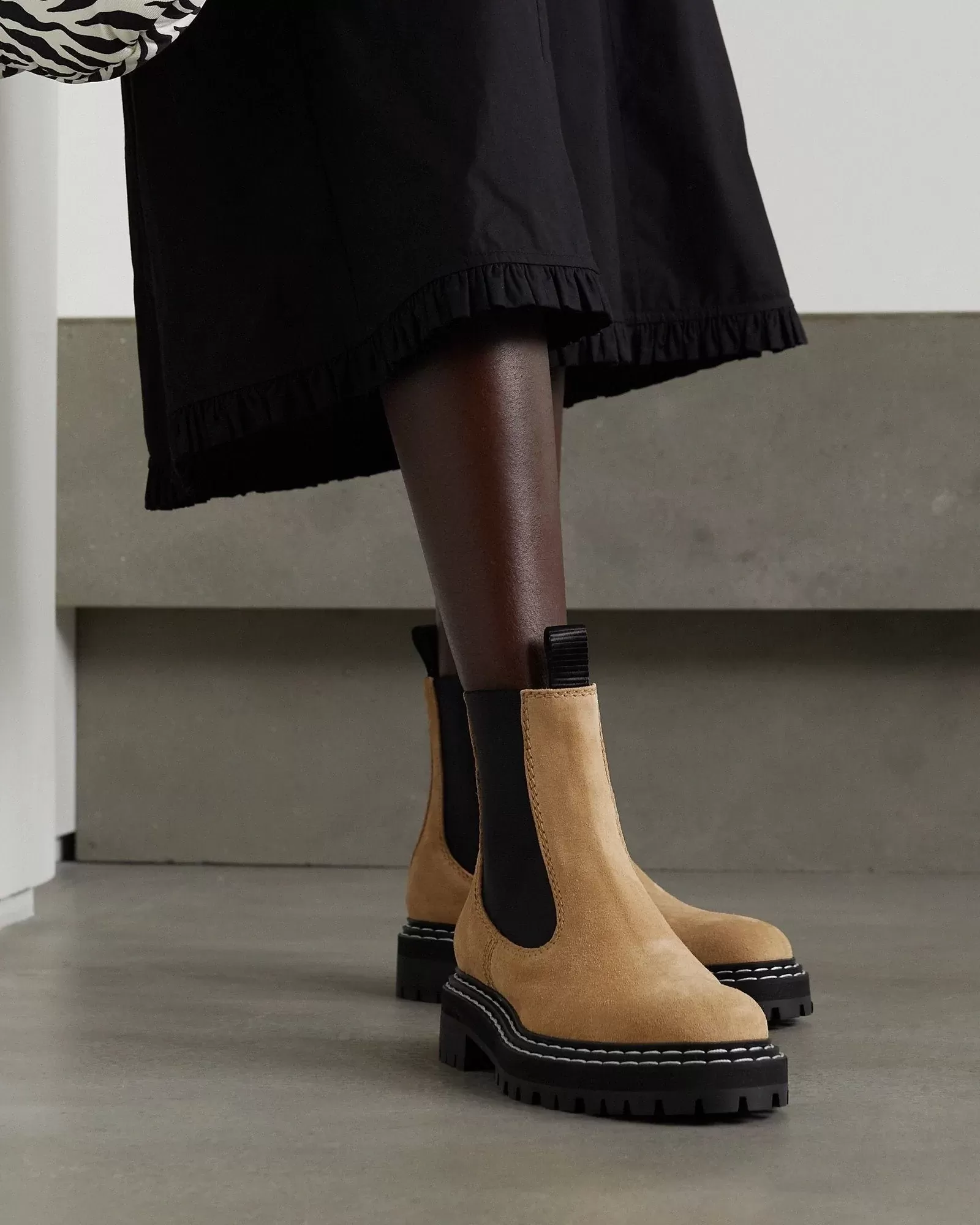 Proenza Schouler Suede Lug Sole Chelsea Boots