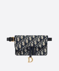 Dior Blue Dior Oblique Jacquard Saddle Belt Pouch
