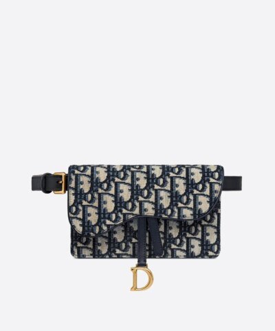 Dior Blue Dior Oblique Jacquard Saddle Belt Pouch