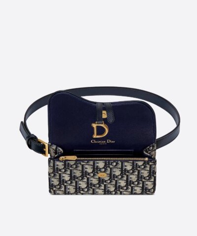 Dior Blue Dior Oblique Jacquard Saddle Belt Pouch