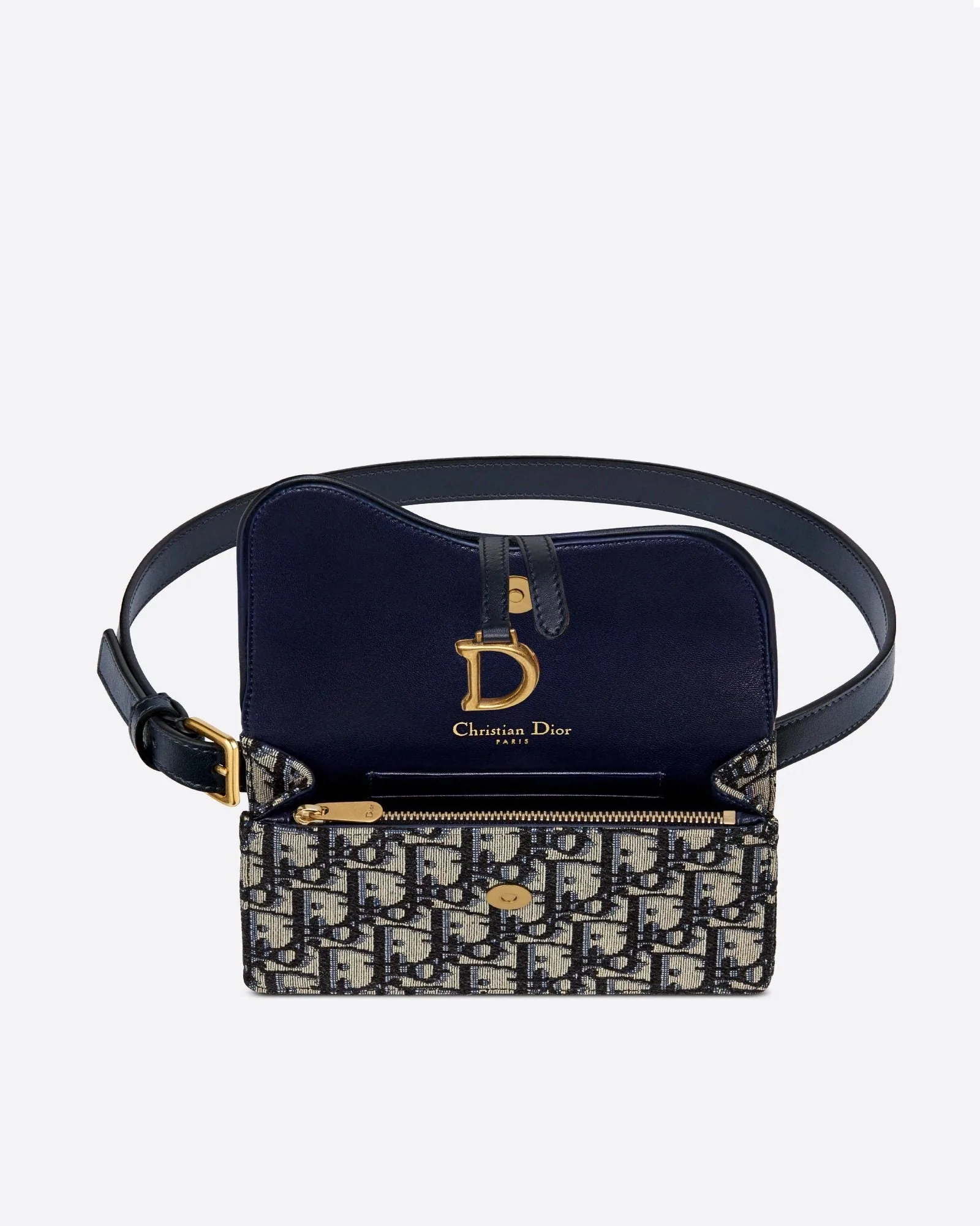 Dior Blue Dior Oblique Jacquard Saddle Belt Pouch