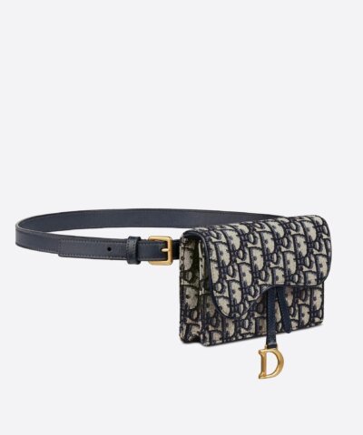 Dior Blue Dior Oblique Jacquard Saddle Belt Pouch